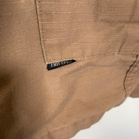 Tru-Spec Cargo Shorts Mens 50 Brown Ripstop Blend Elastic Waist Tactical - Picture 2 of 7